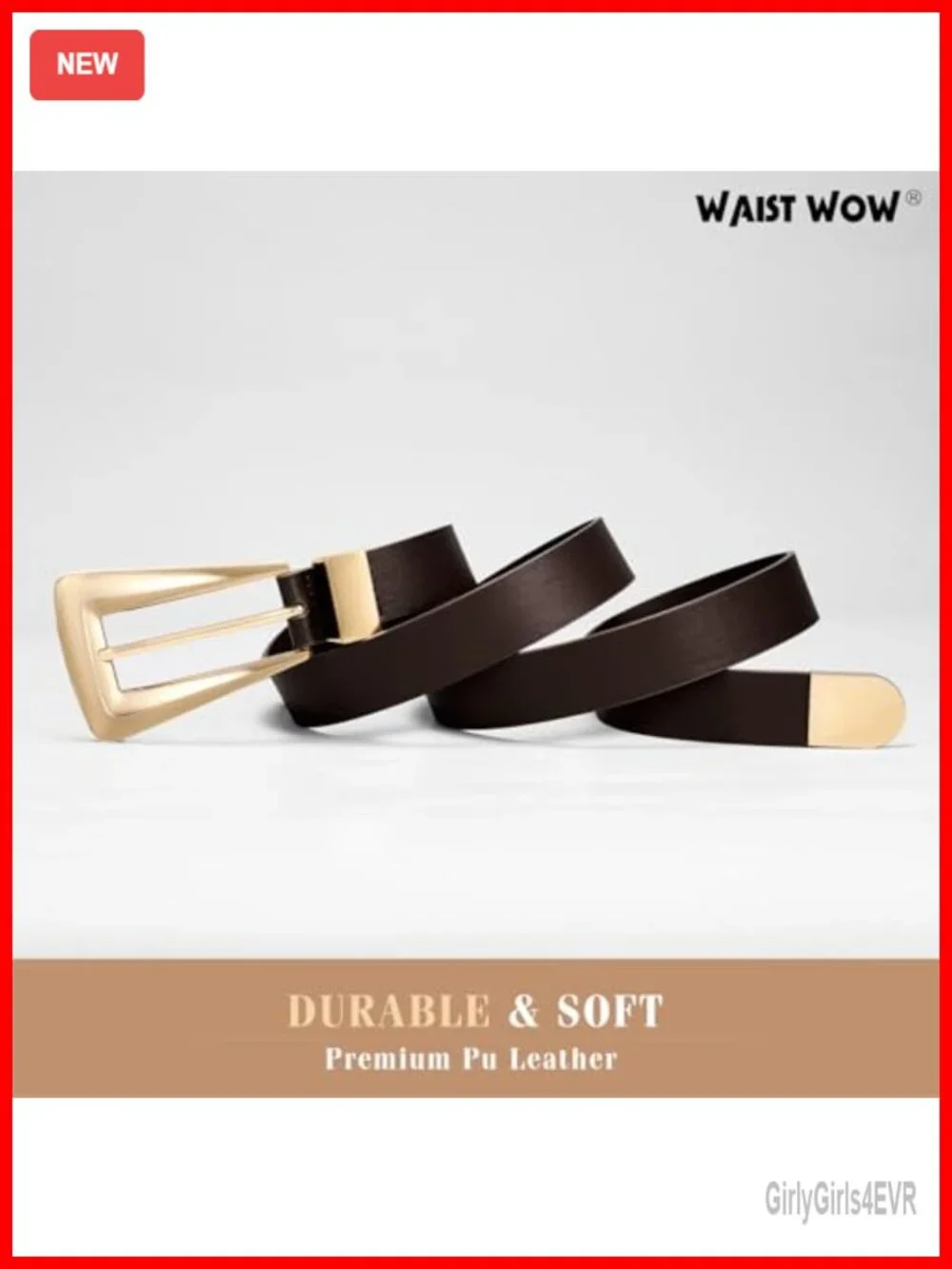 Faux Leather Waist Belt with Gold/Silver Buckle, Western Style, Trendy Dress